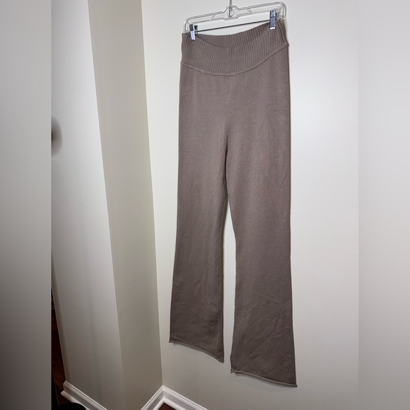 Fashion Nova Taupe Knit High Waisted Flare Pants - Picture 3 of 6